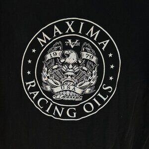 Maxima Racing Oils Twin V 1979 USA Racing Oils Black T-Shirt Size L